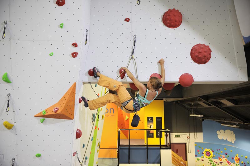 Indoor climbing at Beacon Climbing Centre, Caernarfon, North Wales
