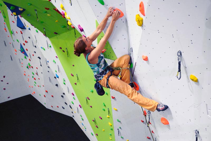 Indoor climbing at Beacon Climbing Centre, Caernarfon, North Wales Indoor climbing at Beacon Climbing Centre, Caernarfon, North Wales