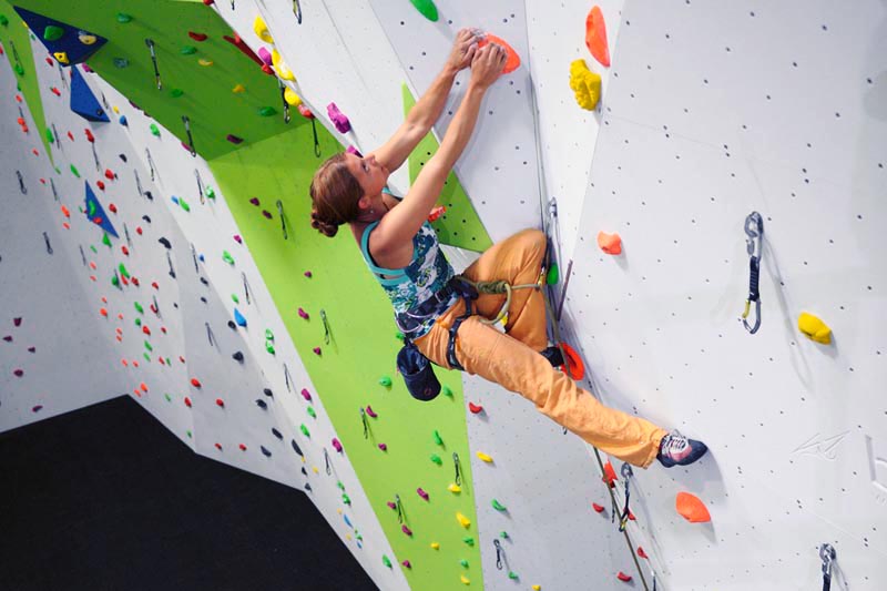 Indoor climbing at Beacon Climbing Centre, Caernarfon, North Wales