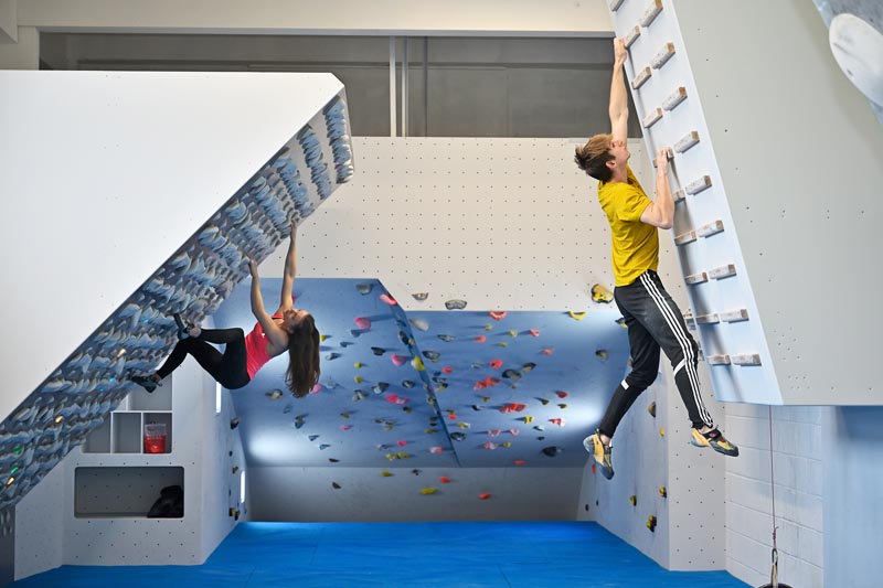 Indoor climbing at Beacon Climbing Centre, Caernarfon, North Wales